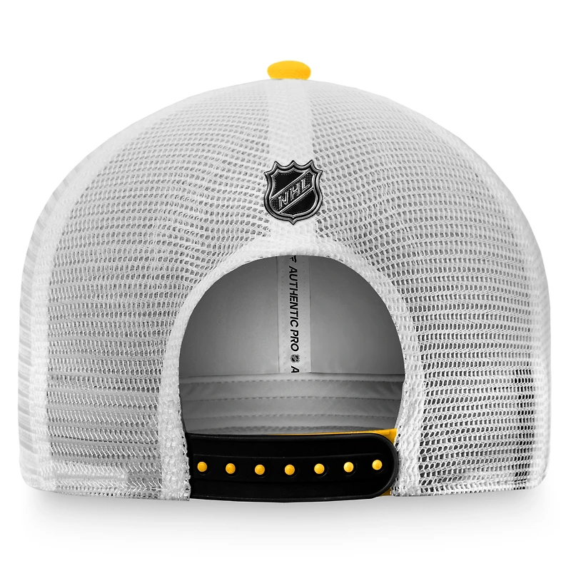 Men's Fanatics Gold/White Boston Bruins Authentic Pro Rink Trucker Snapback Hat