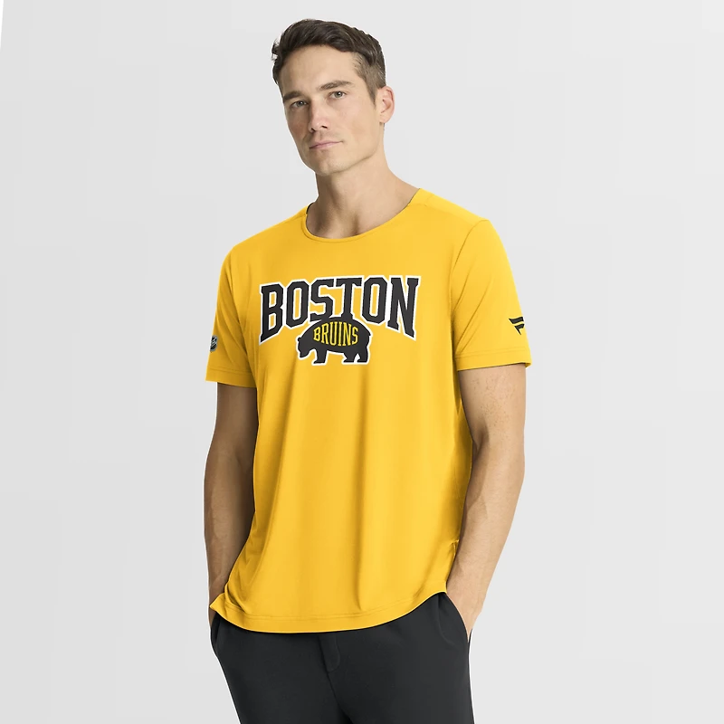 Men's Fanatics Gold Boston Bruins 2026 NHL Stadium Series Authentic Pro Tech T-Shirt