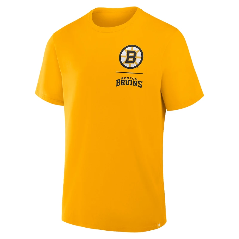 Men's Fanatics  Gold Boston Bruins Crash The Net Legacy T-Shirt