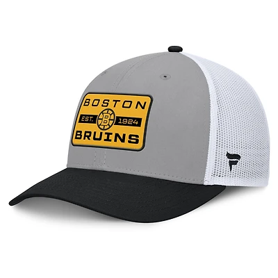 Casquette ajustable Fanatics grise/noire pour homme des Bruins de Boston