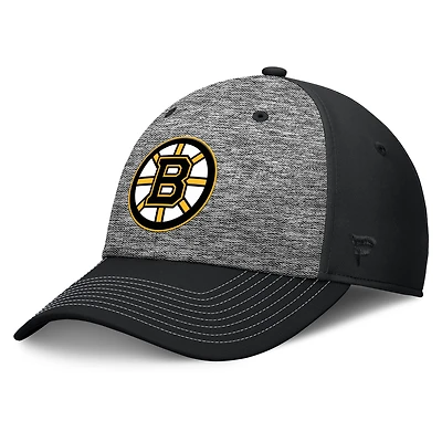 Casquette Fanatics gris/noir pour homme Boston Bruins Fundamental Top Shelf 2-Tone Flex