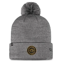 Bonnet en tricot à revers de glace authentique Pro Home Fanatics gris des Bruins de Boston pour hommes avec pompon