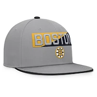 Casquette snapback grise Fanatics pour homme des Boston Bruins Fundamentals Duo Split Logo