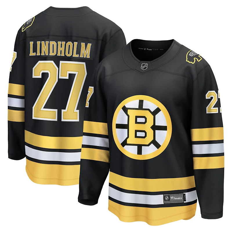 Maillot de joueur échappé à domicile des Bruins Boston noir Fanatics Hampus Lindholm pour homme