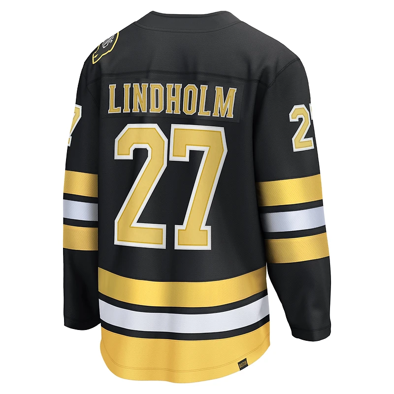 Maillot de joueur échappé à domicile des Bruins Boston noir Fanatics Hampus Lindholm pour homme
