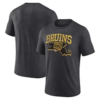 T-shirt à trois mélanges de l'équipe du centenaire des Bruins Boston Fanatics Heather Charcoal pour hommes