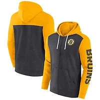 Sweat à capuche entièrement zippé pour hommes Fanatics Heather Charcoal Boston Bruins Down and Distance