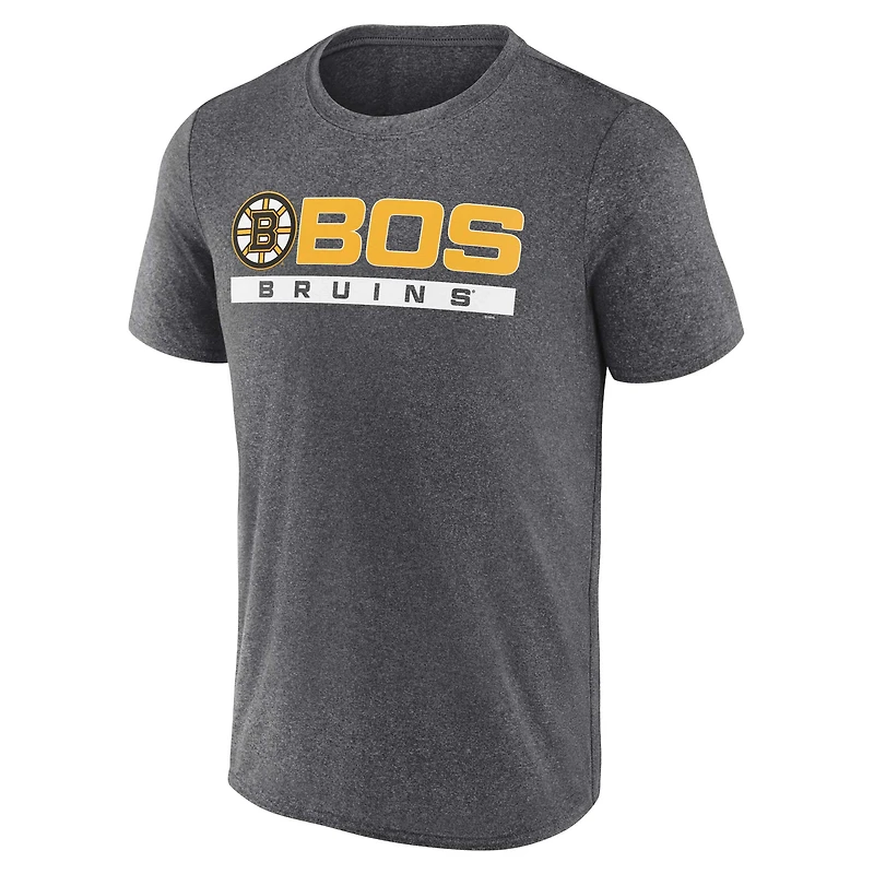 T-shirt Playmaker Fanatics Heather Charcoal pour hommes des Bruins de Boston