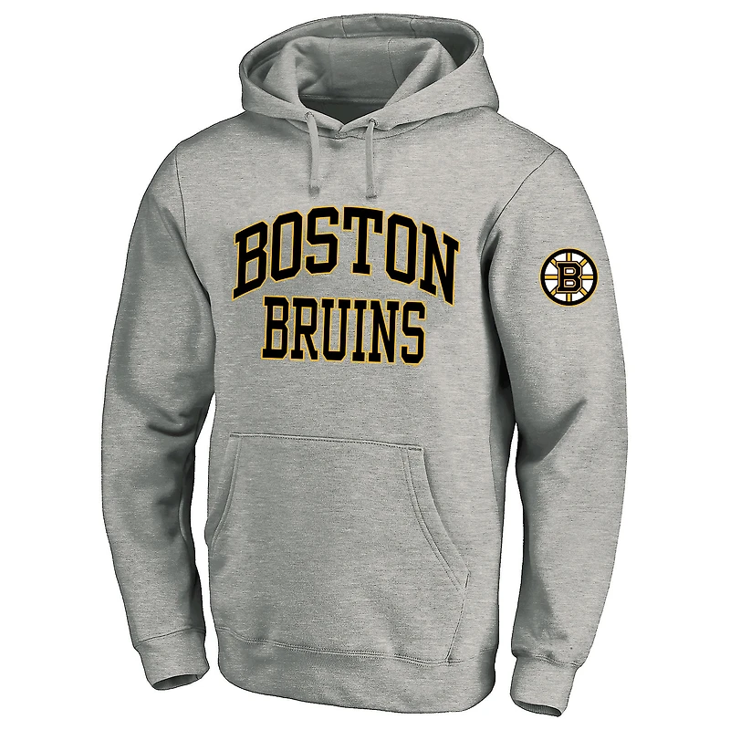 Sweat à capuche en polaire gris chiné Fanatics pour hommes des Bruins de Boston, grande taille