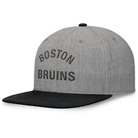 Men's Fanatics Heather Gray Boston Bruins Elements Flat Brim Leather Strapback Hat
