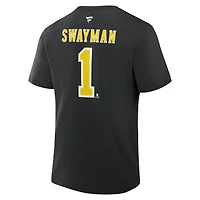 Men's Fanatics Jeremy Swayman Black Boston Bruins 2026 NHL Stadium Series Authentic Stack Name & Number T-Shirt
