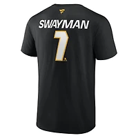 Men's Fanatics Jeremy Swayman Black Boston Bruins Authentic Pro Prime Name & Number T-Shirt