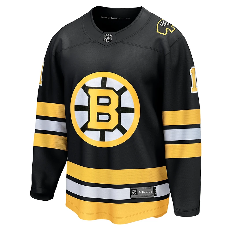 Maillot de joueur échappé à domicile des Bruins Boston noir Jeremy Swayman Fanatics pour hommes