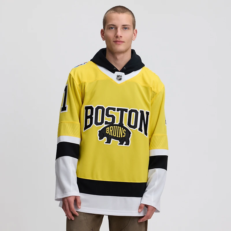 Maillot premium Fanatics Jeremy Swayman Gold des Bruins de Boston, série stades la LNH 2026