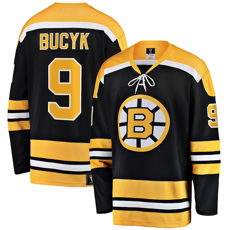 Maillot de joueur retraité John Bucyk des Bruins Boston, noir, la marque Fanatics Premier Breakaway, pour homme