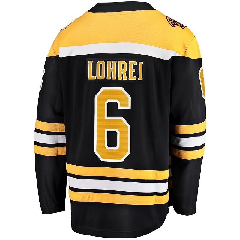 Fanatics Mason Lohrei pour hommes, noir, maillot de joueur échappé à domicile des Bruins Boston