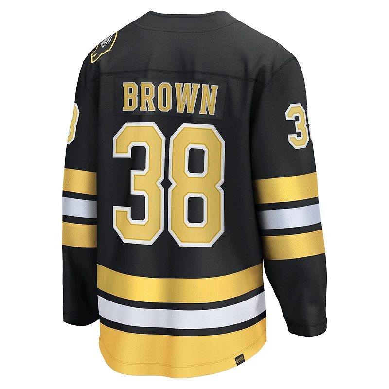 Maillot de joueur échappé à domicile des Bruins Boston noir Patrick Brown Fanatics pour hommes