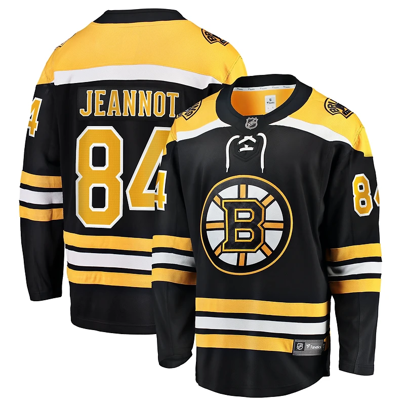 Maillot Fanatics Tanner Jeannot noir pour homme des Bruins de Boston à domicile
