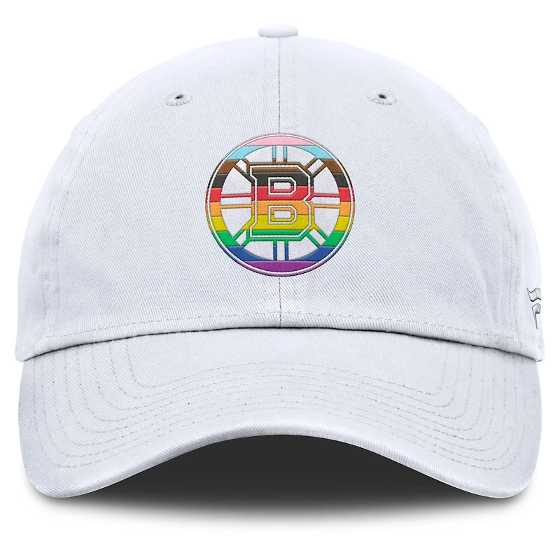 Men's Fanatics White Boston Bruins PRIDE Adjustable Hat