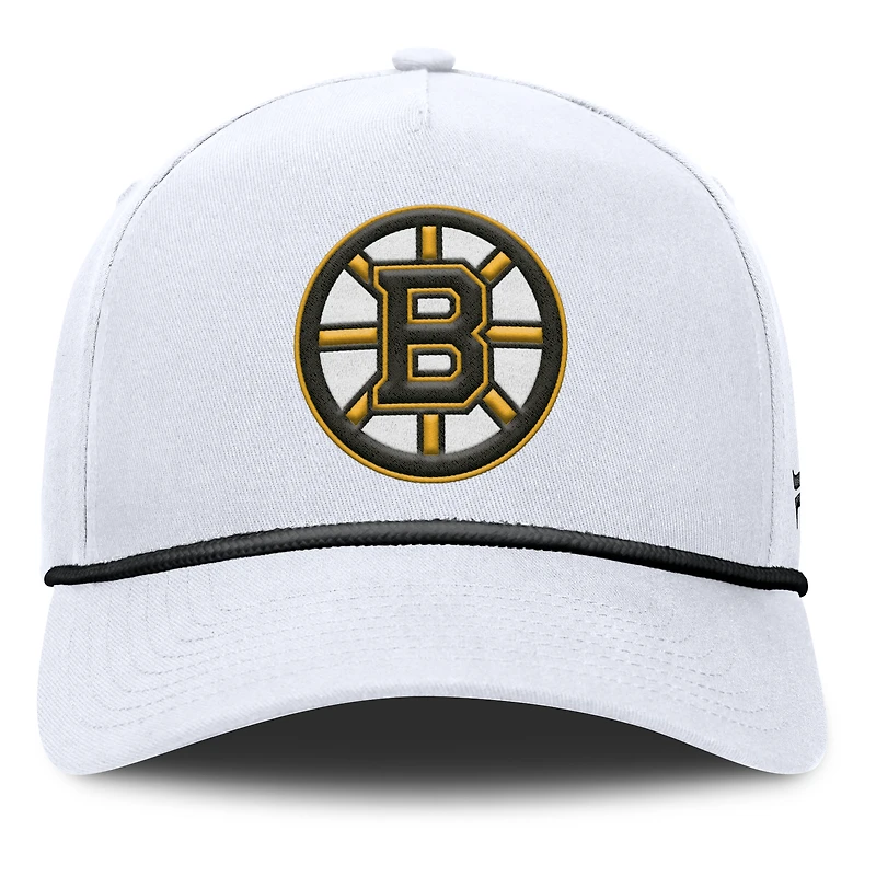 Men's Fanatics White Boston Bruins Rope A-Frame Adjustable Hat