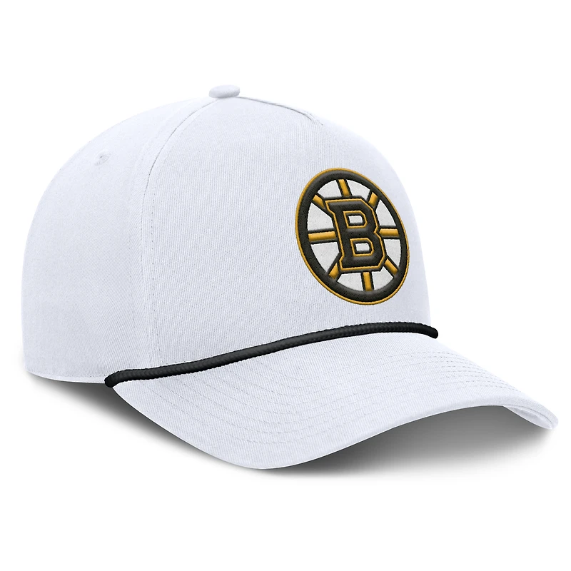 Men's Fanatics White Boston Bruins Rope A-Frame Adjustable Hat
