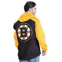 Men's G-III Sports by Carl Banks Black/Gold Boston Bruins Lateral Half-Zip Hoodie Jacket