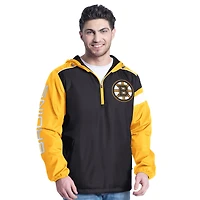 Veste à capuche demi-zip latéral G-III Sports by Carl Banks pour homme, noire/dorée, des Bruins de Boston