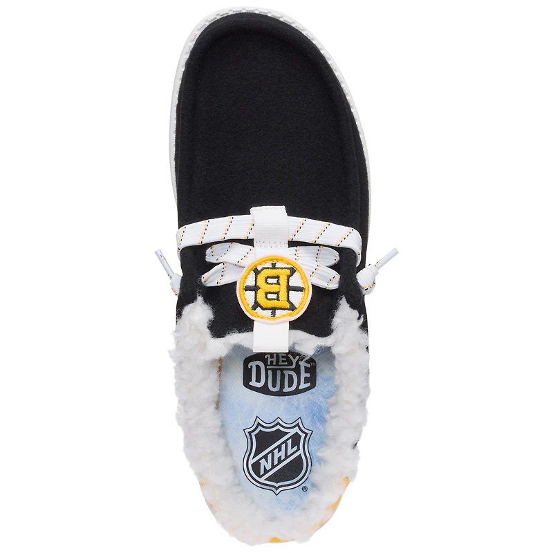 Men's Hey Dude Black Boston Bruins Wally Casual Slip-On Shoes
