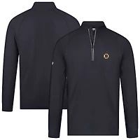 Men's Levelwear Black Boston Bruins Theory Insignia Core Raglan Quarter-Zip Pullover Top