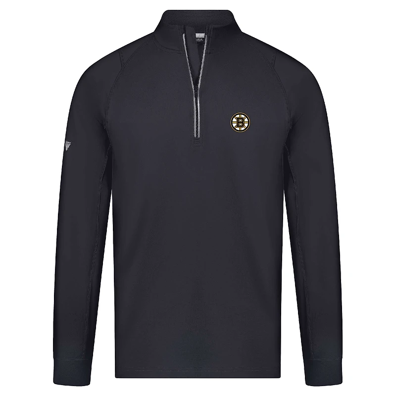 Men's Levelwear Black Boston Bruins Theory Insignia Core Raglan Quarter-Zip Pullover Top