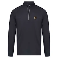Men's Levelwear Black Boston Bruins Theory Insignia Core Raglan Quarter-Zip Pullover Top