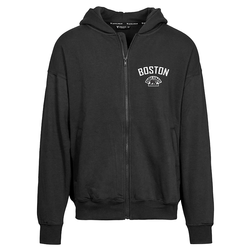 Men's Levelwear  Black Boston Bruins Uphill City Capsule Full-Zip Hoodie