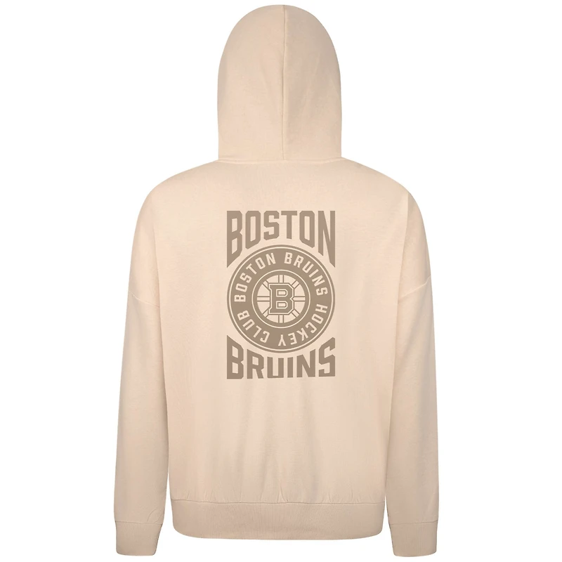 Men's Levelwear Cream Boston Bruins Contact Stamp Pullover Hoodie