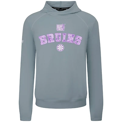 Sweat à capuche Levelwear gris pour homme, Boston Bruins Hockey Fights Cancer Mandate, en mélange de trois matières