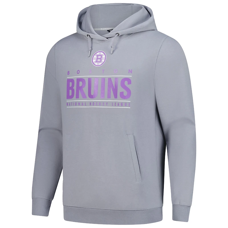 Sweat à capuche gris Levelwear pour homme des Bruins de Boston, motif « Hockey Fights Cancer » Pulsar Off Season Tri-Blend