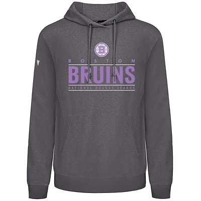 Men's Levelwear Gray Boston Bruins Hockey Fights Cancer Pulsar Off Season Tri-Blend Pullover Hoodie
