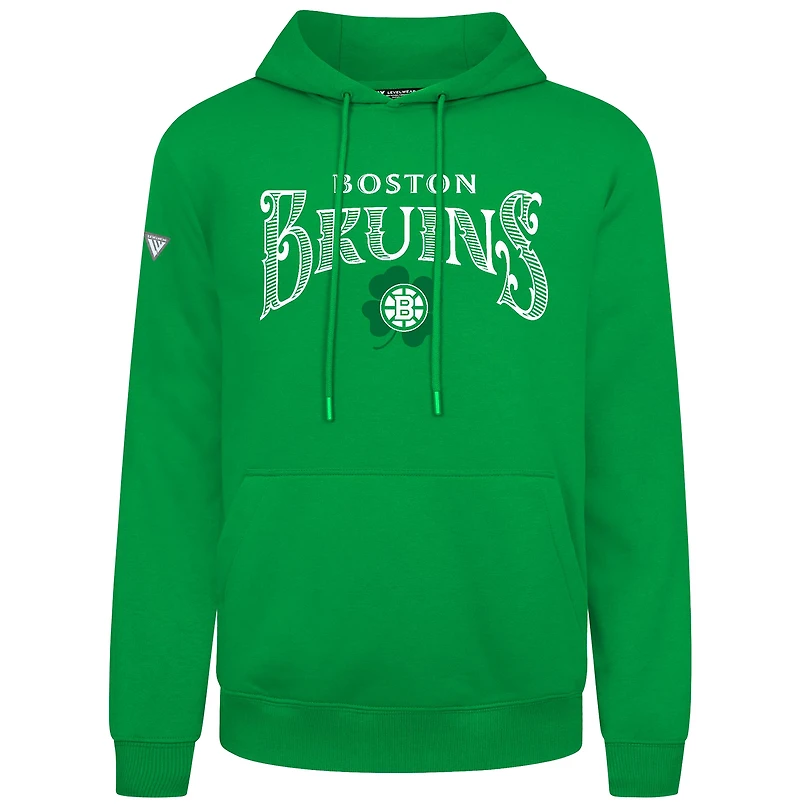 Men's Levelwear Green Boston Bruins St. Patrick's Day Podium Hoodie