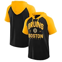 Sweat à capuche manches courtes et logo Athletic Black Boston Bruins Prime Raglan pour homme