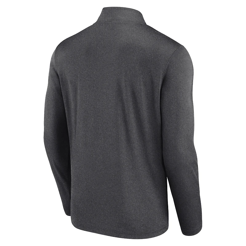 Men's Logo Athletic Heather Charcoal Boston Bruins Head-to-Head Raglan Quarter-Zip Top
