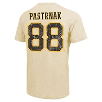 Men's Majestic Threads David Pastrnak Cream Boston Bruins Dynasty Name & Number Tri-Blend T-Shirt