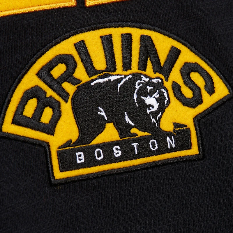 Men's Mitchell & Ness  Black/Gold Boston Bruins Legendary Slub Raglan Long Sleeve T-Shirt