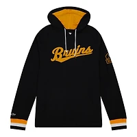 Sweat à capuche raglan légendaire du 100e anniversaire des Bruins de Boston noir Mitchell & Ness pour hommes