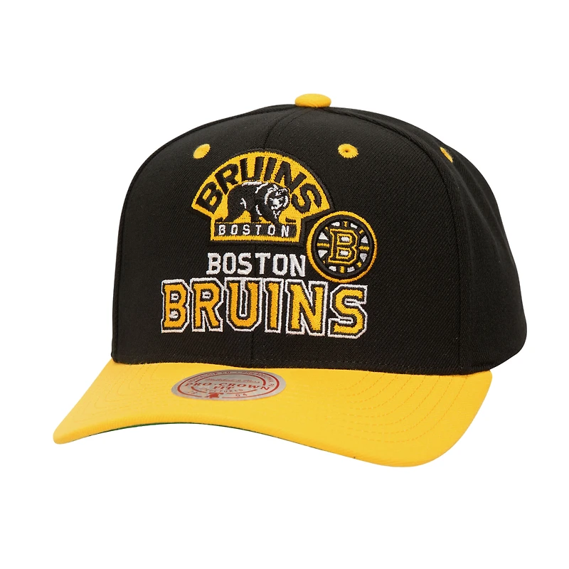 Casquette réglable All In 2.0 Pro Crown des Bruins de Boston noires Mitchell & Ness pour hommes