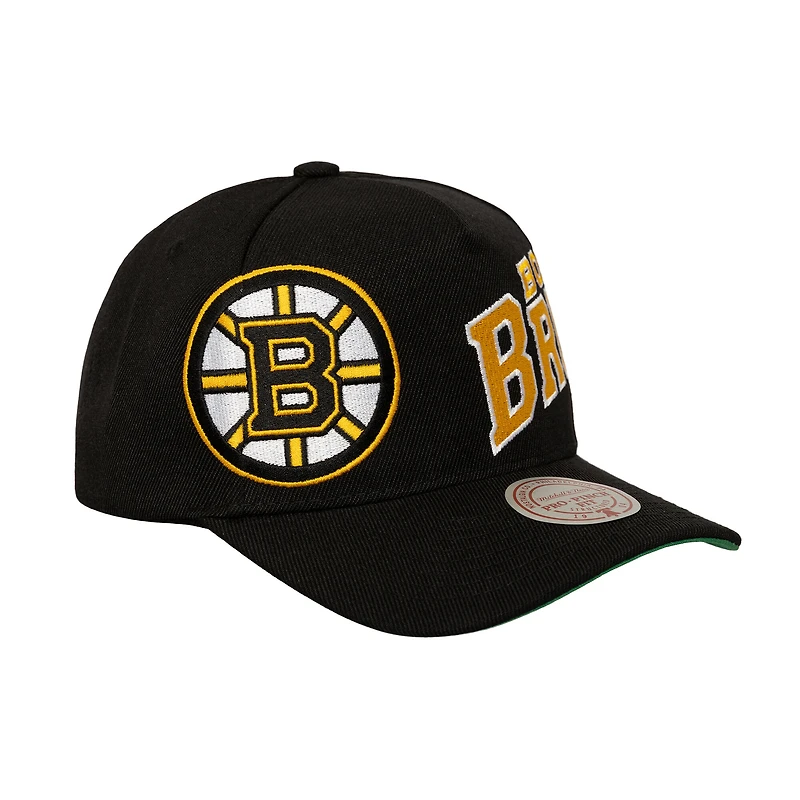 Casquette ajustable Mitchell & Ness Pro Pinch noire avec logo Busted des Bruins de Boston pour homme