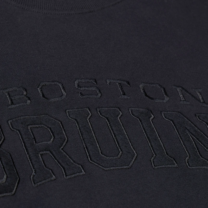 Men's Mitchell & Ness Black Boston Bruins Phantom Fleece Crew Neck Sweatshirt