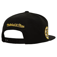 Men's Mitchell & Ness Black Boston Bruins Retro Script Colorblock Snapback Hat
