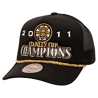 Men's Mitchell & Ness Black Boston Bruins SOUL Collection Golden Stanley Cup Champions Trucker Adjustable Hat