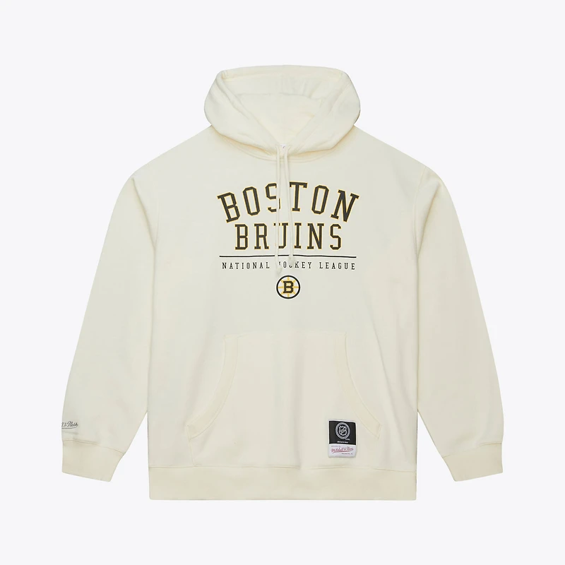 Sweat à capuche en polaire crème Mitchell & Ness pour homme