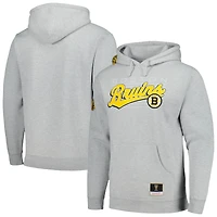 Chandail à capuchon Script Sweep du 100e anniversaire des Bruins de Boston gris chiné Mitchell & Ness pour hommes
