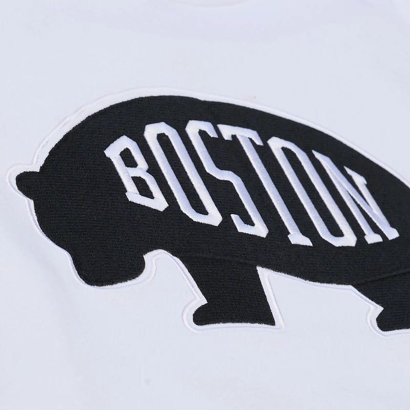 Sweat à capuche en polaire arctique Mitchell & Ness blanc Boston Bruins pour homme